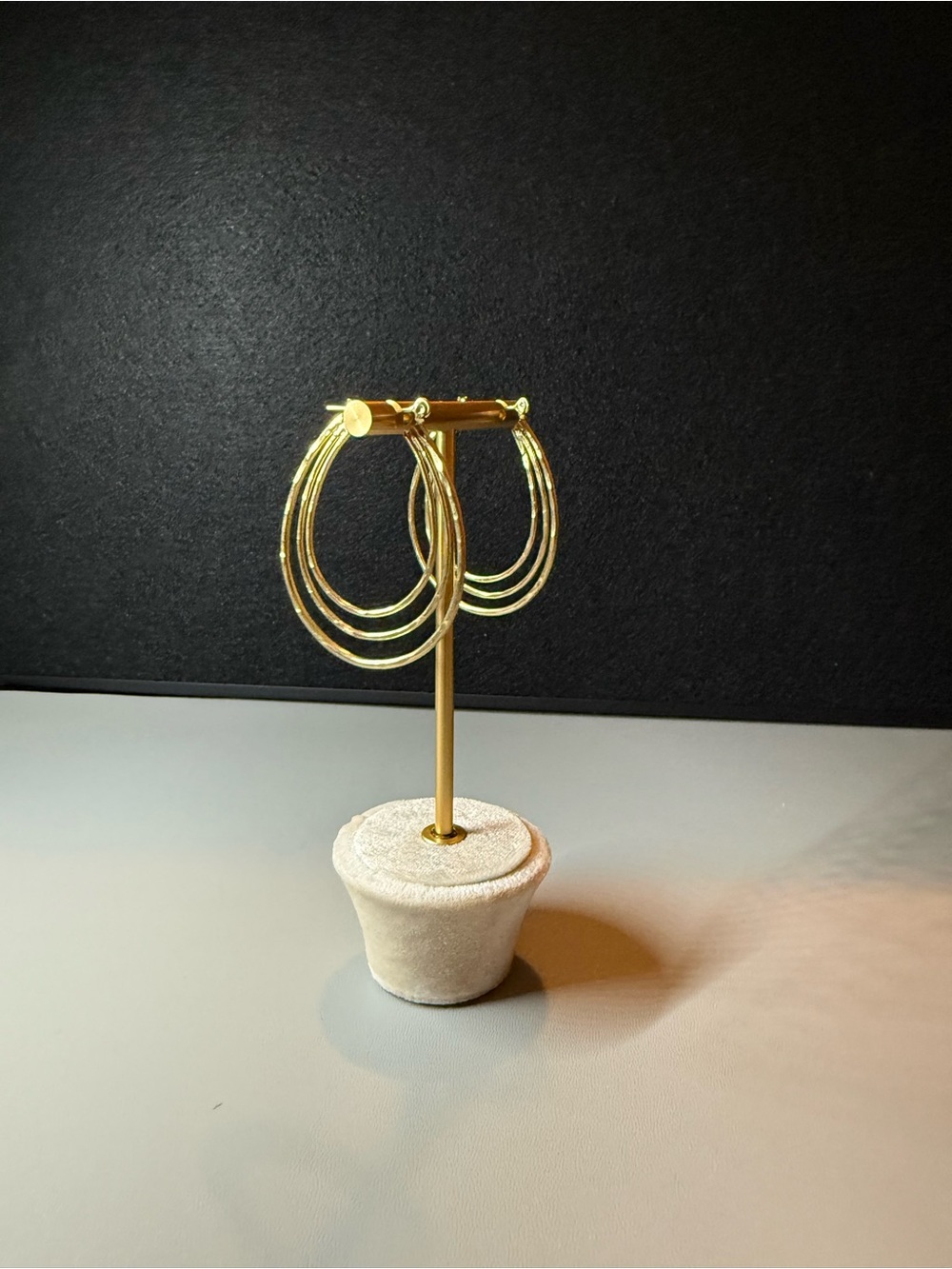Gold-Tone Triple Teardrop Hoop Statement Earrings 🗽